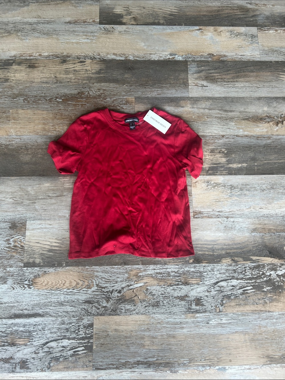 Streetwear Society Red Short Sleeve Ribbed Tee